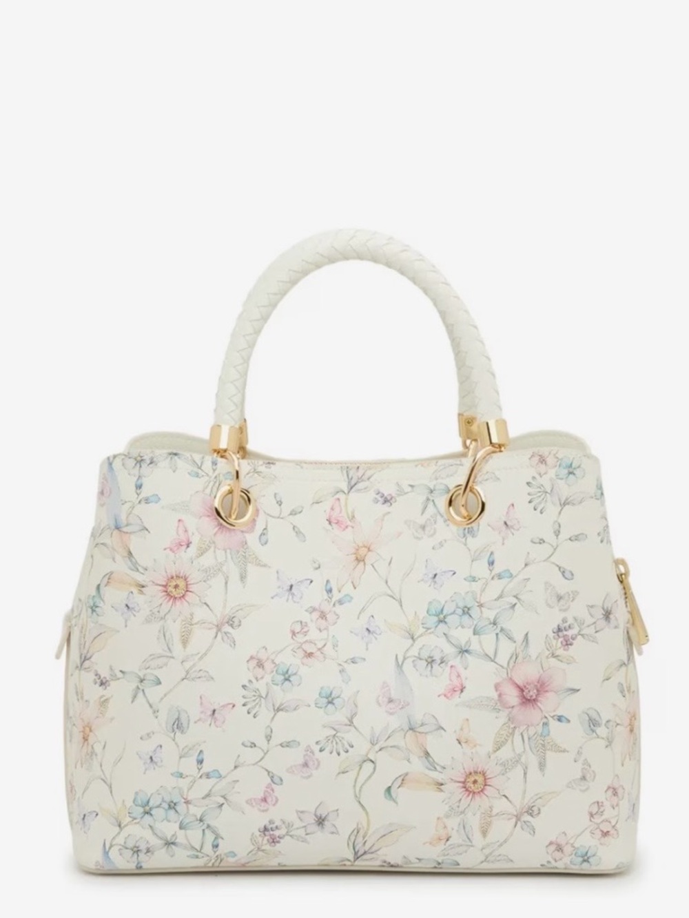 ALDO Cream Floral Satchel with Gold Tassel Charm - Picture 2 of 5